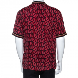 Fendi Red And Black Printed Crepe Forever T-Shirt M