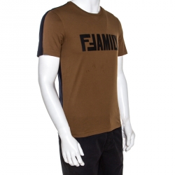 Pre Owned Fendi Bicolor Logo And Family Printed Cotton Crew Neck T-Shirt M