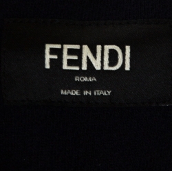 Pre Owned Fendi Navy Blue Wool Eyes Applique Detail Hooded Jacket XL