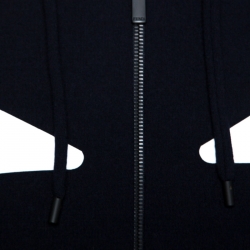 Pre Owned Fendi Navy Blue Wool Eyes Applique Detail Hooded Jacket XL