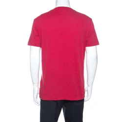 Pre Owned Fendi Red Cotton Patch Pocket Detail T-Shirt XXL