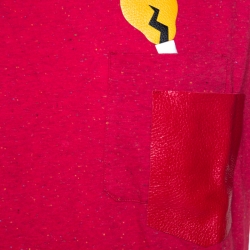 Pre Owned Fendi Red Cotton Patch Pocket Detail T-Shirt XXL