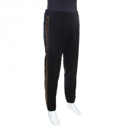 Fendi Black Knit Logo Tape Trim Jogger Pants M