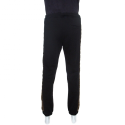 Fendi Black Knit Logo Tape Trim Jogger Pants M