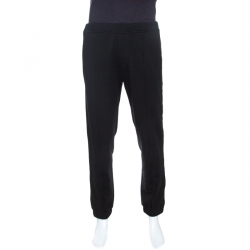Fendi Black Knit Logo Tape Trim Jogger Pants M