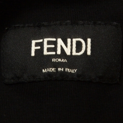 Fendi Black Knit Sleeve Logo Tape Detail Zip Front Jacket M