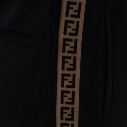 مملوكة مسبقًا Fendi Black Jersey FF Logo Tape Detail Pants M