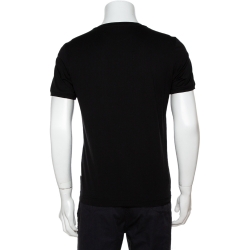 Pre Owned Fendi Black Cotton Bag Bugs Crystal Embellished T-Shirt M