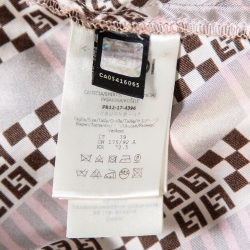 Pre Owned Fendi Pale Pink Logo Printed Silk Satin Short Sleeve Shirt M