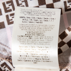 Pre Owned Fendi Pale Pink Logo Printed Silk Satin Short Sleeve Shirt M