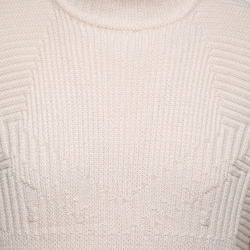 Pre Owned Fendi Light Pink Monster Eye Cable Knit Wool Turtle Neck Jumper L