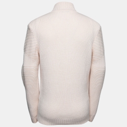 Pre Owned Fendi Light Pink Monster Eye Cable Knit Wool Turtle Neck Jumper L