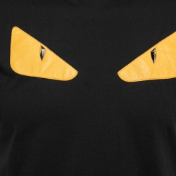 Pre Owned Fendi Black Cotton Studded Monster Eye T-Shirt M