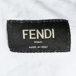 مملوكة مسبقًا Fendi White Embroidered Cotton Knit T-Shirt L