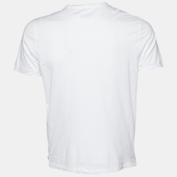 مملوكة مسبقًا Fendi White Embroidered Cotton Knit T-Shirt L