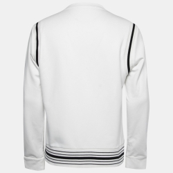 Pre Owned Fendi White Knit FF Logo Sweatshirt L