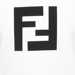 Pre Owned Fendi White Knit FF Logo Sweatshirt L