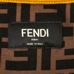 مملوكة مسبقًا Fendi Brown FF Logo Printed Cotton Crewneck T-Shirt L