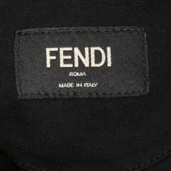 Pre Owned Fendi Black Monster Appliqued Cotton Crew Neck T-Shirt M