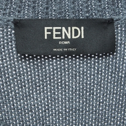 Fendi Grey Logo Jacquard Wool Knit Pullover M