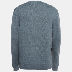 Fendi Grey Logo Jacquard Wool Knit Pullover M
