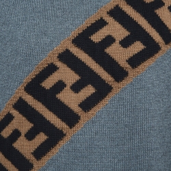 Fendi Grey Logo Jacquard Wool Knit Pullover M