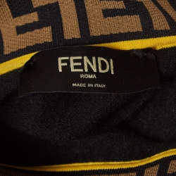 Fendi Black Logo Motif Wool Turtle Neck Pullover S
