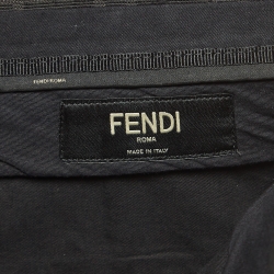 Pre Owned Fendi Black Monogram Jacquard Chino Shorts M