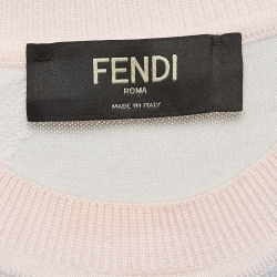 Pre Owned Fendi Multicolor Pastel Textured Intarsia Knit Crew Neck Sweater M