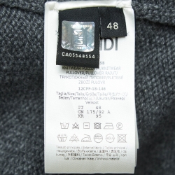 Pre Owned Fendi Grey Logo Intarsia Cashmere Knit Sweater M