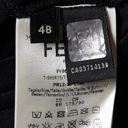 Pre Owned Fendi Black Cotton Bag Bugs Embellished Crew Neck T-Shirt M