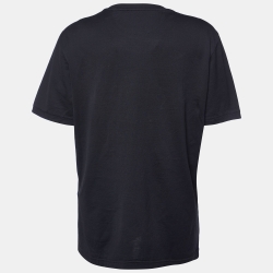 مملوكة مسبقًا Fendi Black Karl Appliqued Cotton Crew Neck T-Shirt XL