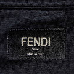مملوكة مسبقًا Fendi Black Karl Appliqued Cotton Crew Neck T-Shirt XL