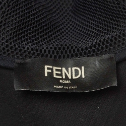 Fendi Black Knit and FF Mesh Paneled Zip Up Hoodie S