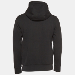 Fendi Black Knit and FF Mesh Paneled Zip Up Hoodie S