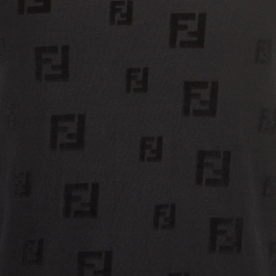 Fendi Black Zucca Embossed Cotton T-Shirt M