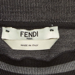 Pre Owned Fendi Black Logo Intarsia Knit Turtleneck Pullover S