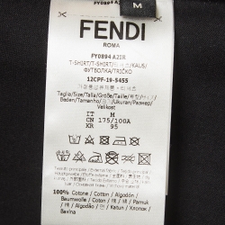 Fendi Black Embellished Cotton Knit T-Shirt M
