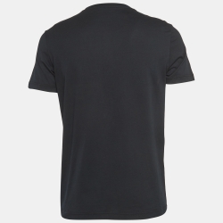 Fendi Black Logo Embroidered Cotton Jersey T-Shirt L