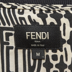 Fendi Cream/Black Printed Silk T-Shirt M