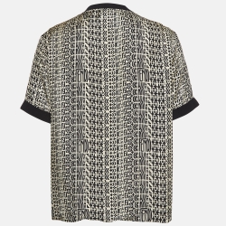 Fendi Cream/Black Printed Silk T-Shirt M