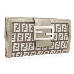 Pre Owned Fendi Zucchino Contentinal Wallet 