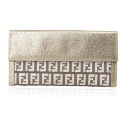 Pre Owned Fendi Zucchino Contentinal Wallet 