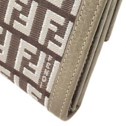 Pre Owned Fendi Zucchino Contentinal Wallet 