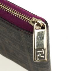 Pre Owned Fendi Zucca Spalmati Ladybug Zip Continental Wallet