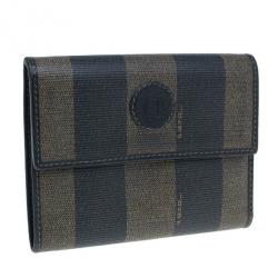 Pre Owned Fendi Pequin Flap Compact Wallet