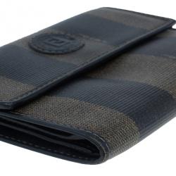 Pre Owned Fendi Pequin Flap Compact Wallet