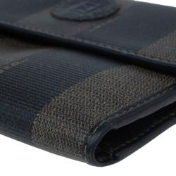 Pre Owned Fendi Pequin Flap Compact Wallet