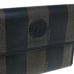 Pre Owned Fendi Pequin Flap Compact Wallet