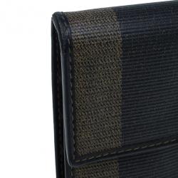 Pre Owned Fendi Pequin Flap Compact Wallet